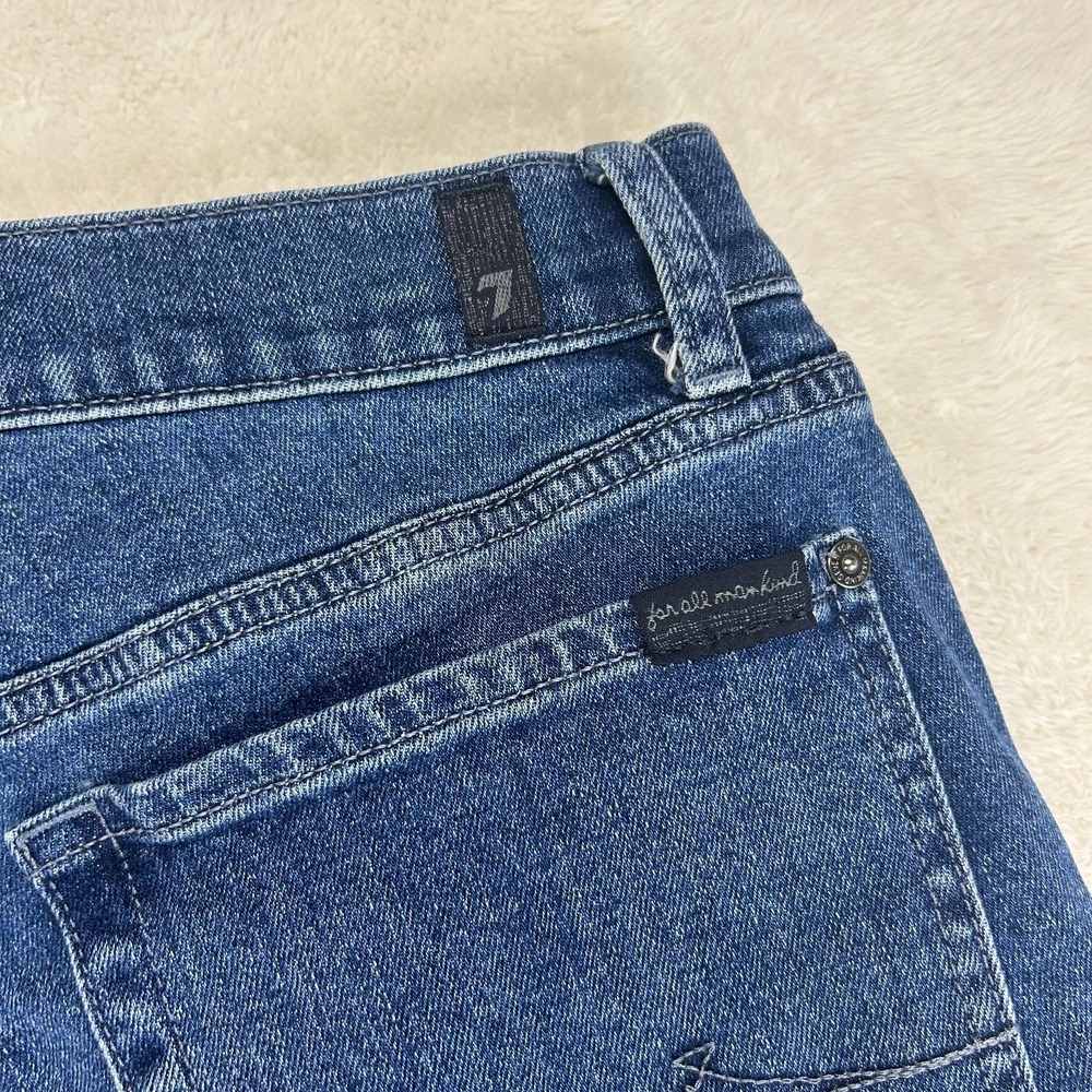 7 For All Mankind Adrien Straight Leg Jeans Mens 33 Blue Denim Whisker Stretch - Picture 5 of 14